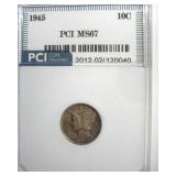 1945 Dime MS67 LISTS $210