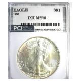 1986 Silver Eagle MS70 LISTS $1000