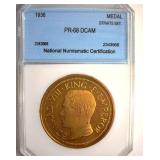 1936 Medal NNC PR68 DCAM Straits Settlements