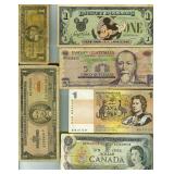 11 Vintage Bank Notes Canada Australia Spain