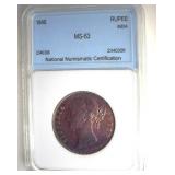 1840 Rupee NNC MS63 20 Year Old Queen Victoria