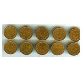 1936-1948 Centavo Mexico 10 Pc Lot