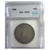 1808 50 Cents ICG VF30 LISTS $425