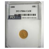 1886 Gold $1 PR64 CAM LISTS $7250 RARE