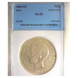 1895-PGV Peso NNC AU58 Puerto Rico