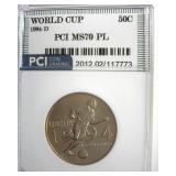 1994-D 50c World Cup MS70 PL LISTS $285 IN 70