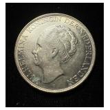 1944D 2 1/2 Guilders Curacoa Crown