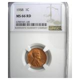 1958 Cent NGC MS66 RD