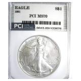 1991 Silver Eagle MS70 LISTS $1550