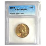 1963 FS-901 TB Rev Quarter ICG MS64+ Great Toning