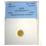 1854 Gilt Token NNC MS64 Indian-Bear