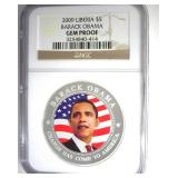 2009 $5 NGC Gem Proof Barack Obama Liberia
