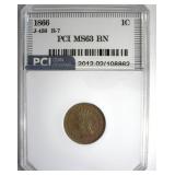 1866 J-456 R-7 Cent PCI MS63 BN Extremely Rare