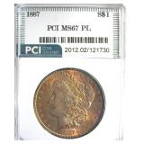 1887 Morgan MS67 PL LISTS $7500
