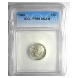 1963 Dime ICG PR69 DCAM LISTS $150