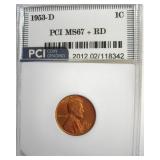 1953-D Cent MS67+ RD LISTS $6750