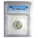 1964 Dime ICG PR69 DCAM LISTS $125