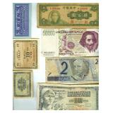 13 Vintage Bank Notes China Greece Italy Brazil