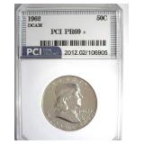 1962 Franklin PR69+ DCAM LISTS $3850 IN 69 DC