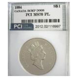 1994 S$1 Dog Sled PCI MS70 PL Canada