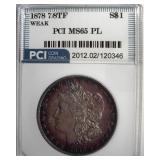 1878 7/8TF Weak Morgan PCI MS65 PL Purple Toning