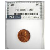 1953 Cent MS67+ RD LISTS $12500