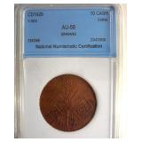CD1929 10 Cash NNC AU58 Sinkiang China