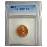 1958 Cent ICG MS67 RD LISTS $450