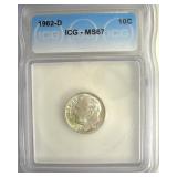 1962-D Dime ICG MS67