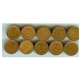 1936-1948 Centavo Mexico 10 Pc Lot