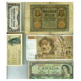 11 Vintage Bank Notes France Japan Brazil Mexico
