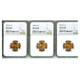 1955-S x3 Cent NGC MS66 RD 3 Pc Lot