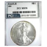 1995 Silver Eagle MS70 LISTS $1550