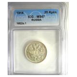 1914 20 Kopeks ICG MS67 Russia