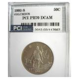 1992-S 50c Columbus PCI PR70 DCAM