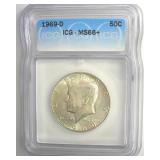 1969-D Kennedy ICG MS66+ LISTS $450