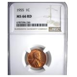 1955 Cent NGC MS66 RD