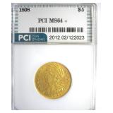 1808 Gold $5 MS64+ LISTS $70000 EX RARE