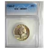 1963-D Quarter ICG MS66+ LISTS $150
