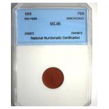 1945 Red Fiber Fen NNC MS66 Manchoukuo