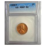 1958-D Cent ICG MS67 RD LISTS $275