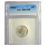 1960-D Dime ICG MS67 FB LISTS $400