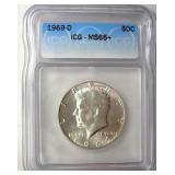 1969-D Kennedy ICG MS66+ LISTS $1450