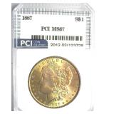 1887 Morgan MS67 LISTS $1700