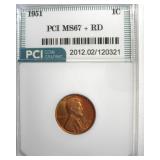 1951 Cent MS67+ RD LISTS $9500