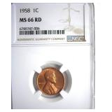 1958 Cent NGC MS66 RD