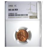 1955 Cent NGC MS66 RD
