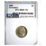 1938 Jefferson Nickel MS67 FS LISTS $450