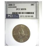 1989-D 50c Congress MS70 LISTS $3100