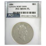 1994 S$1 Dog Sled PCI MS70 PL Canada